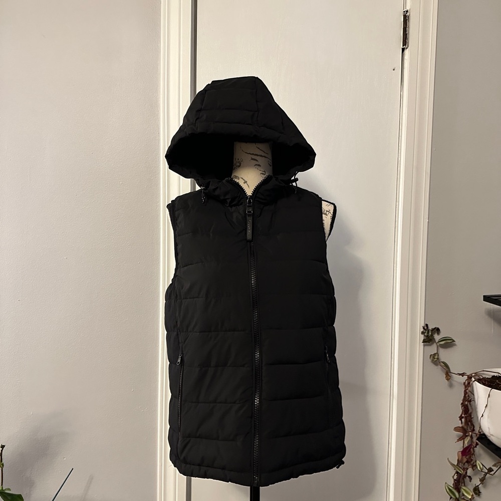 Black Hooded Puffer Vest